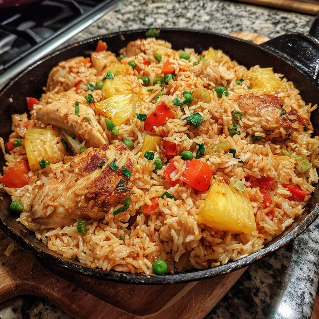 One Pan Chicken And Rice With Pineapple