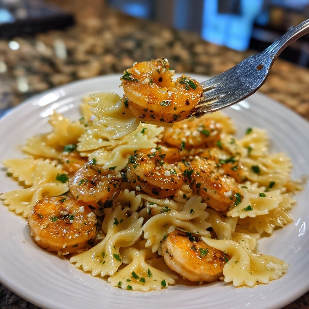 Bow Tie Pasta With Garlic Butter Shrimp