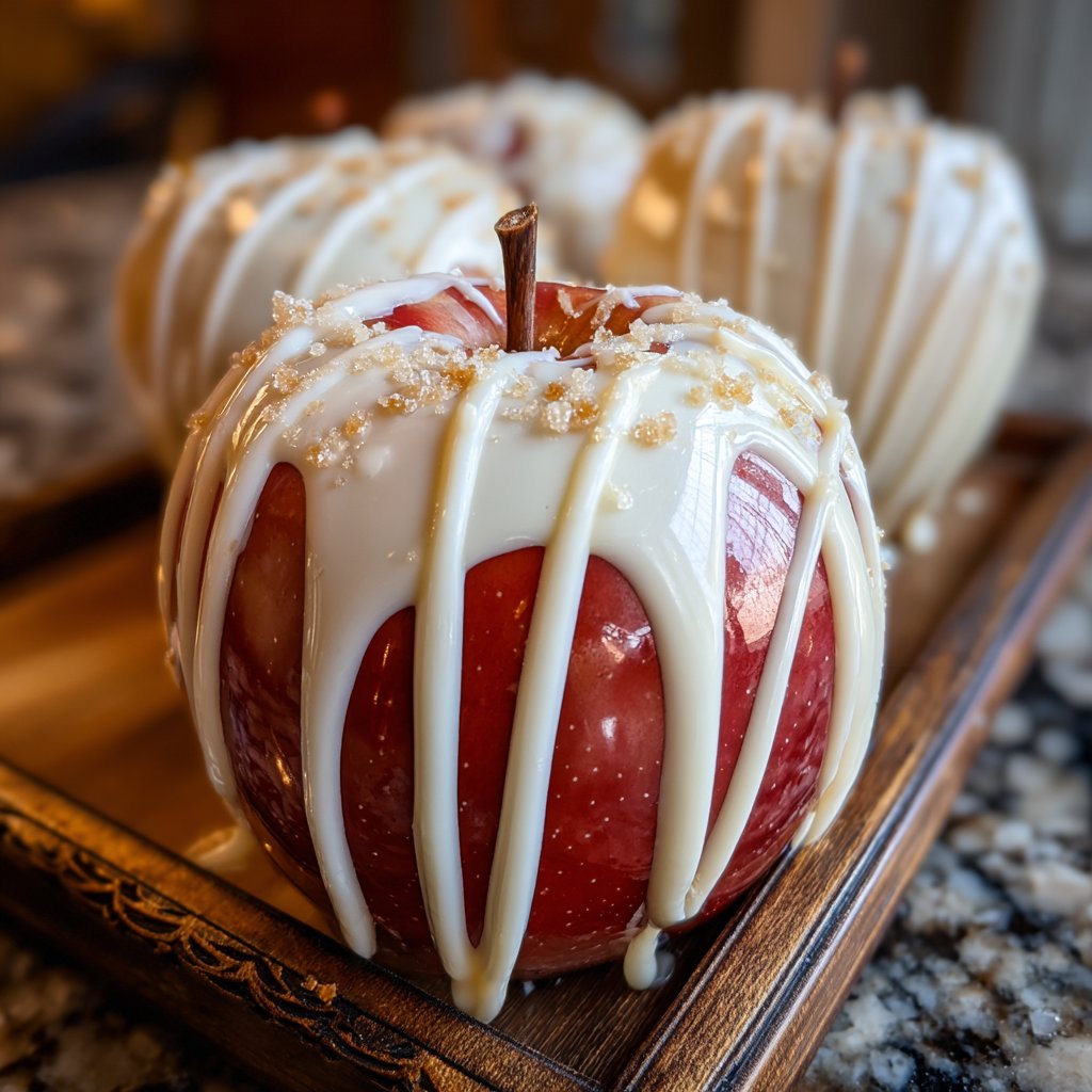 Candy Apple With White Chocolate Drizzle