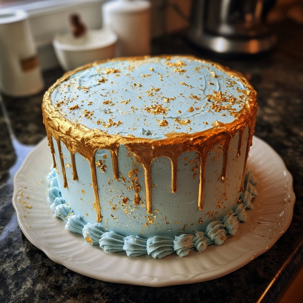 Pisces Cake Blue And Gold Theme