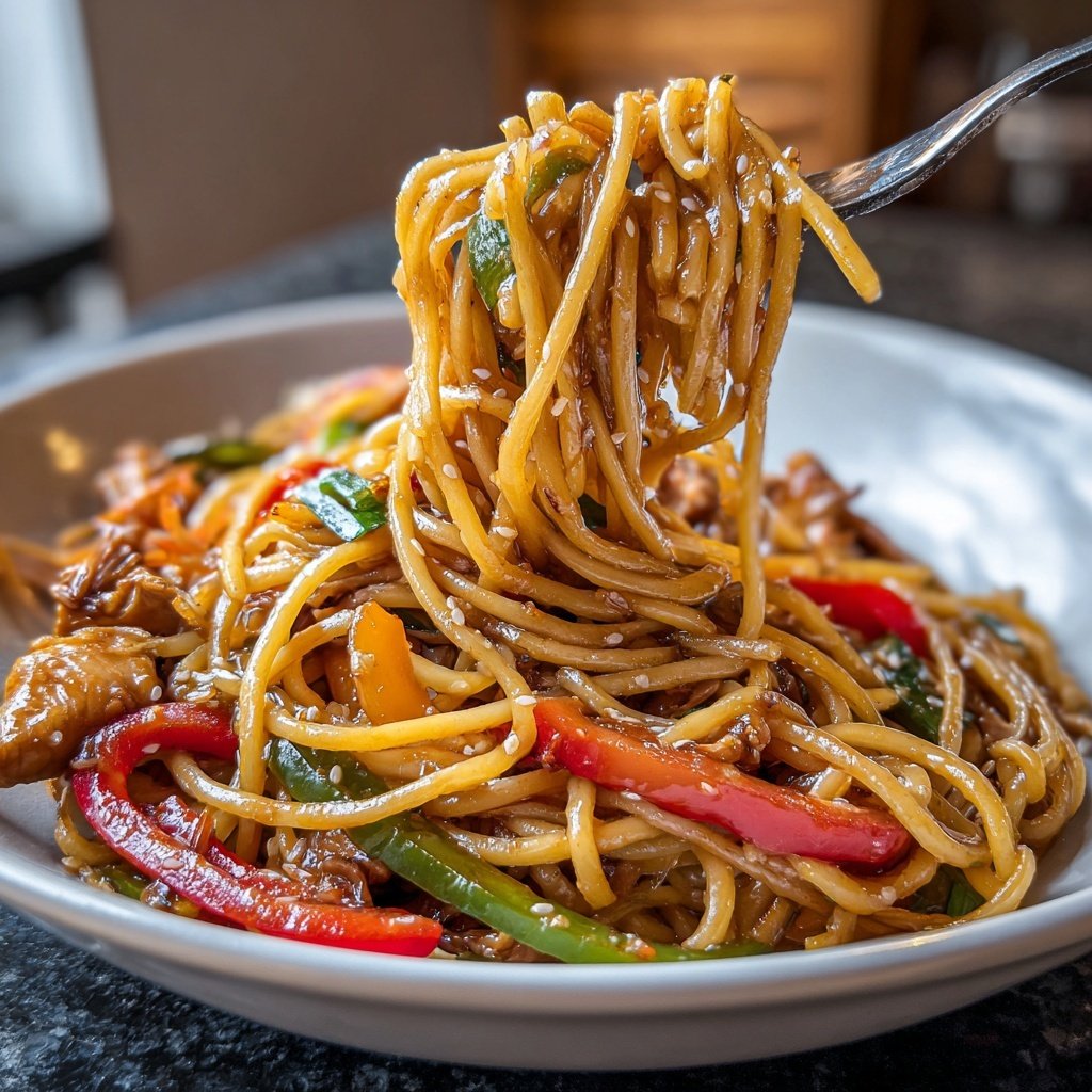 Sticky Garlic Chicken Noodles