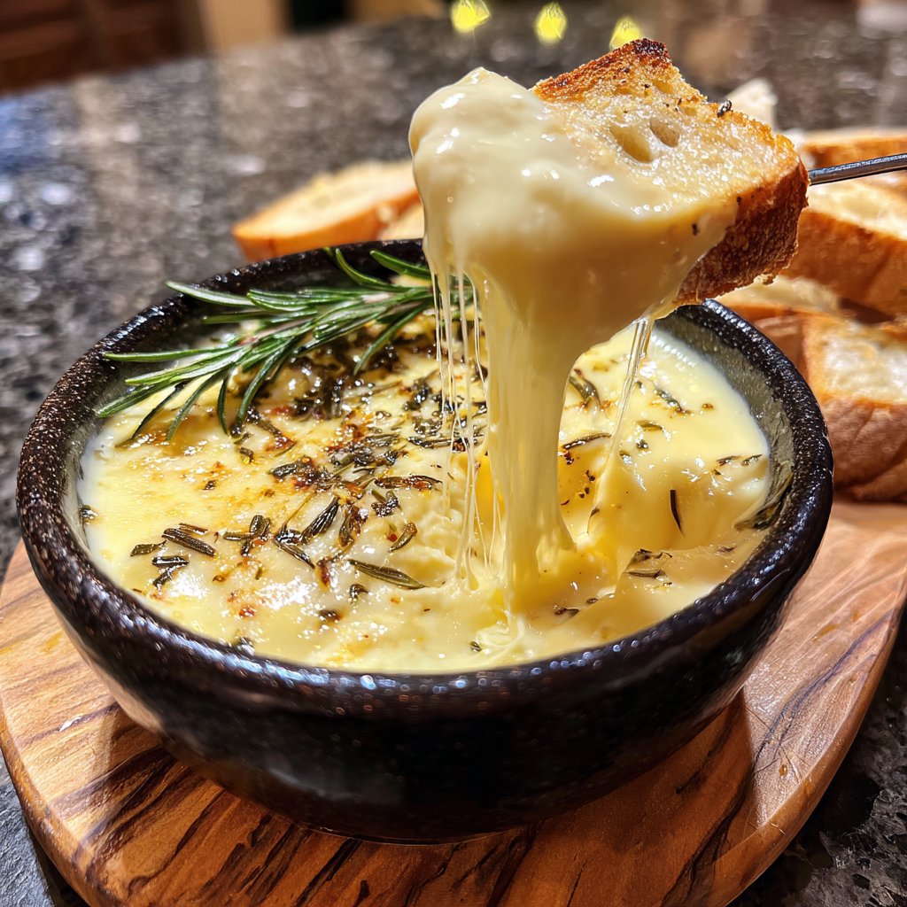 Fondue with White Cheddar and Rosemary